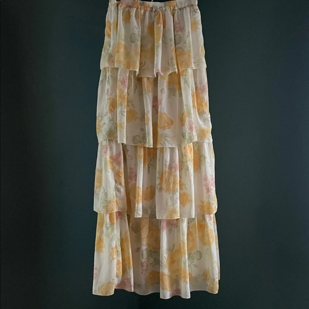 Wayf Floral Layered Maxi Skirt - Cream and Pastel - Picture 5 of 7